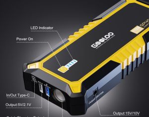 ავტომანქანის დამქოქი ,,jump starter" ჯამფ სტარტერი - ბუსტერი GOOLOO GP4000 ამპერაჟი 4000A ქოქავს ყველა ბენზინის და10 ლ-მდე მოცულობის დიზელის ძრავებს, - 2