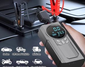აუტომობილის დამქოქი jump starter + ნასოსი
