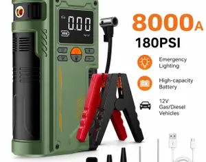 ჯამპ სტარტერი / დამქოქი + კომპრესორი 8000A / 180PSI 12V