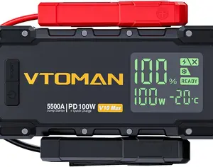 ავტომანქანის დამქოქი ,,jump starter" ჯამფ სტარტერი - ბუსტერი VTOMAN V10 Max ამპერაჟი 5500A ქოქავს ყველა ბენზინის და12 ლ-მდე მოცულობის დიზელის ძრავებს - 1