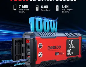 ავტომანქანის დამქოქი ,,jump starter" ჯამფ სტარტერი - ბუსტერი GOOLOO GT6000 ამპერაჟი 6000A ქოქავს ყველა ბენზინის და 12 ლ.მდე მოცულობის დიზელის ძრავებს, - 2