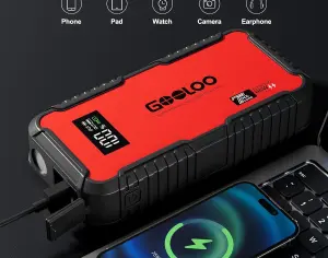 ავტომანქანის დამქოქი ,,jump starter" ჯამპ სტარტერი.  GOOLOO GT3000 100W ორმხრივი სწრაფი დამუხტვა SuperSafe 12V ბატარეა. - 4