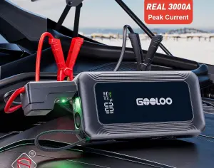 ავტომანქანის დამქოქი ,,jump starter" ჯამპ სტარტერი. GOOLOO GT3000 100W ორმხრივი სწრაფი დამუხტვა SuperSafe 12V ბატარეა. - 2