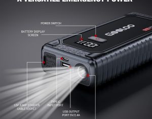 ავტომანქანის დამქოქი ,,jump starter" ჯამპ სტარტერი.  GOOLOO GT3000 100W ორმხრივი სწრაფი დამუხტვა SuperSafe 12V ბატარეა. - 4