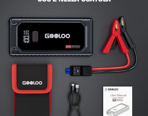 ავტომანქანის დამქოქი ,,jump starter" ჯამპ სტარტერი.  GOOLOO GT3000 100W ორმხრივი სწრაფი დამუხტვა SuperSafe 12V ბატარეა. - 6