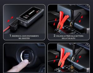 ავტომანქანის დამქოქი ,,jump starter" ჯამპ სტარტერი.  GOOLOO GT3000 100W ორმხრივი სწრაფი დამუხტვა SuperSafe 12V ბატარეა. - 7