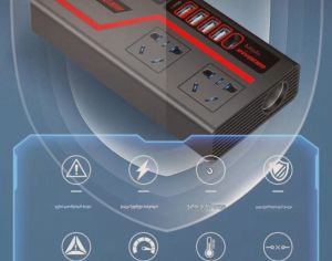 მანქანის ინვერტორი200W Peak DC12V/24V to 110V/220V LED დისპლეით სოკეტები დენის - 3