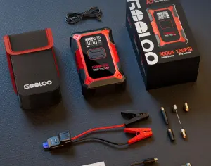 ავტომანქანის დამქოქი ,,jump starter" ჯამპ სტარტერი.  GOOLOO GT3000 100W ორმხრივი სწრაფი დამუხტვა SuperSafe 12V ბატარეა. - 2